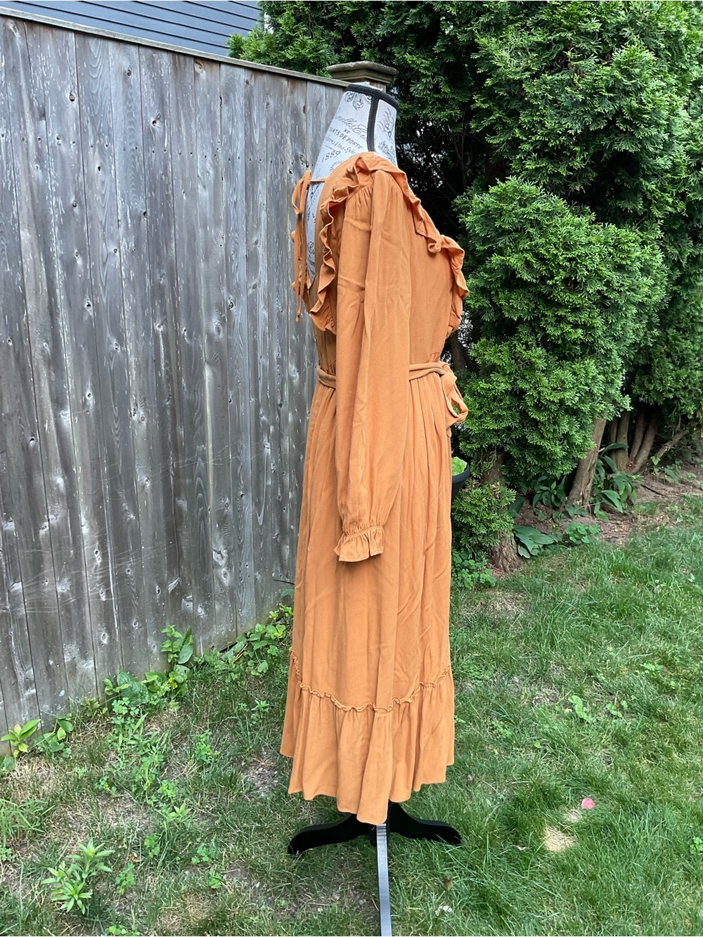 For Love And Lemons Mustard Long Sleeve Embroidered Midi Dress - Picture 3 of 11